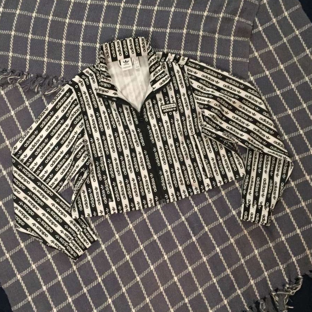 Cropped ADIDAS Black and White Originals Full Zip Track Jacket